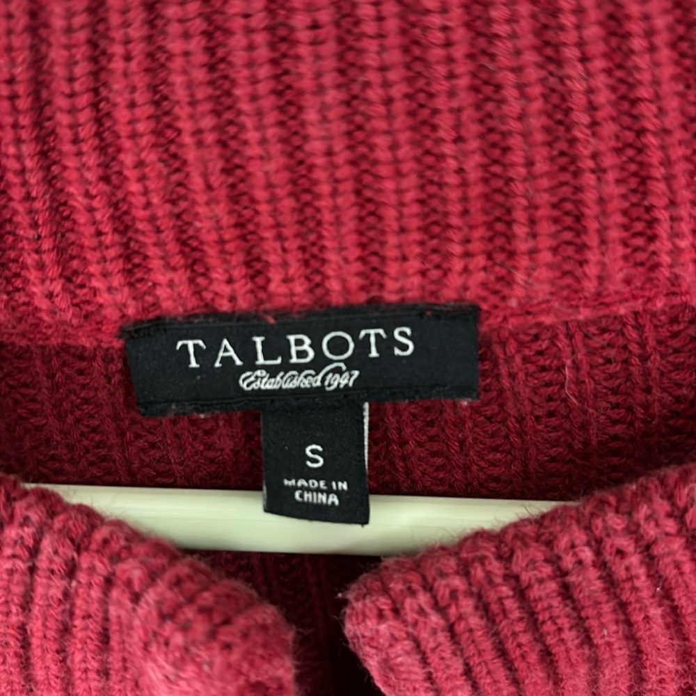 Talbots Red Ribbed Button Front Cardigan Sweater Size Small - Picture 7 of 10